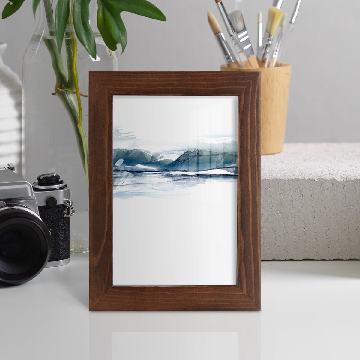 Stark Horizon I - Framed Print w/glass - Chestnut