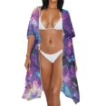 thumbnail image 3 of HELLHERO High Quality Fabrics Swimwear Coverup for Beach Ultimate Elegant Kimono Galaxy Butterfly Print, 3 of 6
