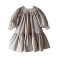 thumbnail image 2 of LYHaoo Baby Girls Long Sleeveless Solid Lace Spring Autumn Princess Dress Clothes,Girls Dresses for School Sizes 3-4 Years Purple, 2 of 4
