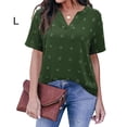 thumbnail image 5 of Qarigey Blusa con cuello en V Camisa estética holgada Oficina Vacaciones Playa Compras Moda Verano Top Novia Madre Ropa Prendas para la parte del cuerpo Verde L Qarigey AP011062-18, 5 of 5