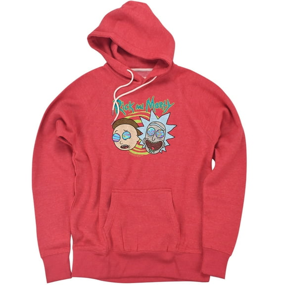 Rick And Morty Blown Minds Unisex Adult Slim Fit Pull-Over Heather Hoodie, Red, Small