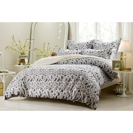 6pc Black And White Paisley Bedding Set Includes Comforter And