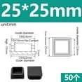 thumbnail image 2 of 50pieces Black plastic pipe tube plug 25mmx25mm, 2 of 5