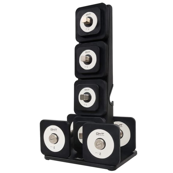 DHT Dynamic Health Tech D100 Black Adjustable Weight Plate Dumbbell Set, 23 Pieces, 1.8-22 lb Each