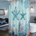 thumbnail image 3 of Summer Starfish Shower Curtains for Bathroom, Teal Orange Ocean Corals Coastal Marine Life Washable Fabric Shower Curtain with Hooks Waterproof Bathroom Decor Sets, 48 x 72 Inches, 3 of 9