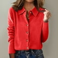 thumbnail image 4 of ClodeEU Women's Button Down Lapel Collar Long Sleeve Sweater,Casual Trendy Loose Sweater Red,Womens Plus M, 4 of 8