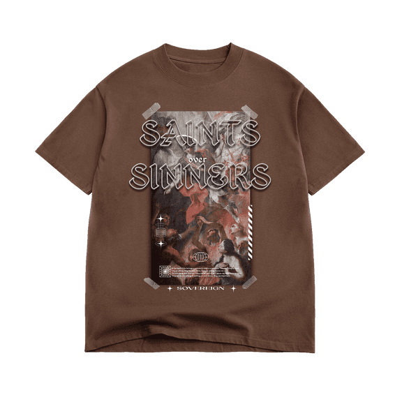 Vintage Graphic T-shirt Saint Over Sinners Art, Cotton, Size S-2XL