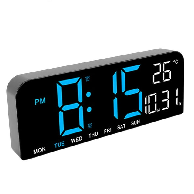 Digital Clock, LED Electronic Clock Desk Wall Clock with Temperature Date Week Display, Adjustable Brightness, 12 24H Display, for Home Bedroom Office