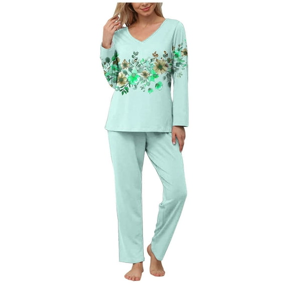 yievot Pajama Sets for Women Long Sleeve Tops and Pants Soft Comfy Lounge Set 2 Piece Outfits Sleepwear