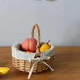 thumbnail image 7 of sunsanly Flower Basket with Handle And Fabric Lining Hand-Woven Great Load Bearing Large Capacity Picnic Camping Basket Easter Gift Wicker Basket Grocery Vegetable Fruit Storage Container, 7 of 7