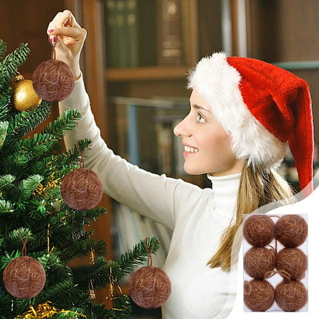 Christmas Balls Ornaments For Xmas Tree 6 Pcs Wool Foam Ball Set Christmas Tree Pendant Christmas Balls Ornaments Set For Party