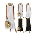 thumbnail image 3 of KVMeteor Women Casual Cotton Linen Dress Plain Sleeveless Maxi Long Dress, 3 of 5