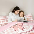 thumbnail image 3 of Erosebridal Pink Alphabet Bedding Queen Size,Geometric Buffalo Bedding Sets Queen Size,Letter Personalized Comforter Sets with Sheets,Microfiber Kawaii Room Decorative,Reversible,7 Pieces, 3 of 6