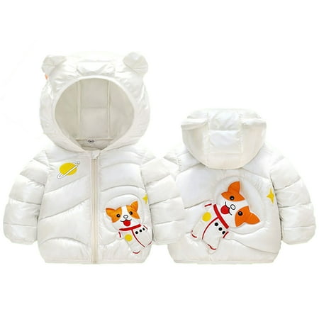 

boys Puffer Jacket Autumn and Winter Children s Colorful Cartoonbaby Cottonpadded Small Ears Hooded Top Youth Coat 18-24 Months