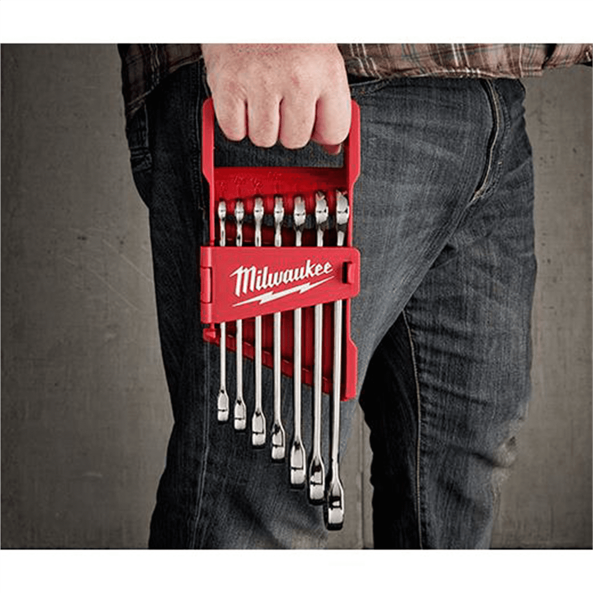 Milwaukee 48-22-9406 SAE Combination Ratcheting Wrench Mechanics Tool Set (7-Piece)