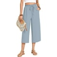 thumbnail image 2 of ANYJOIN Womens Capri Pants Loose High Waisted Wide Leg Lounge Pants Drawstring Casual Palazzo Pants Trousers with Pockets, 2 of 6