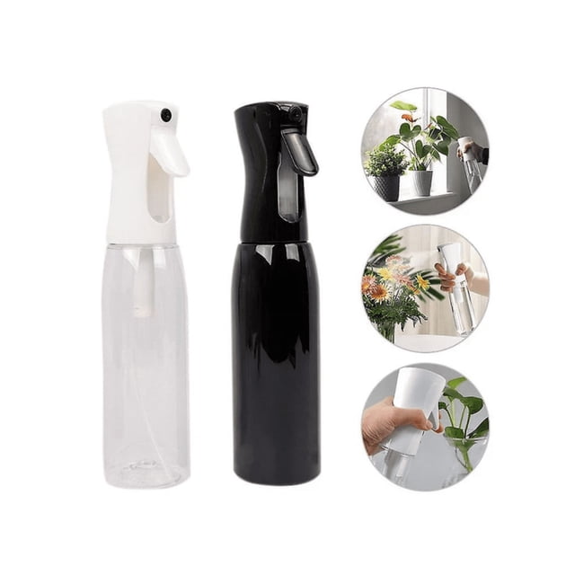 Continuous Mist Spray Bottle, Fine Mist Spray Refillable Portable Stylish Black 200Ml, Ergonomic Design for Multi Purpose Use Including Hair, Gardening, Cleaning