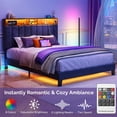 thumbnail image 4 of Sersper Queen Size Platform Bed Frame with Storage Upholstered Headboard, Built-in Charging Station & RGB LED Lights, Noise-Free, Easy Assembly, Gray, 4 of 10