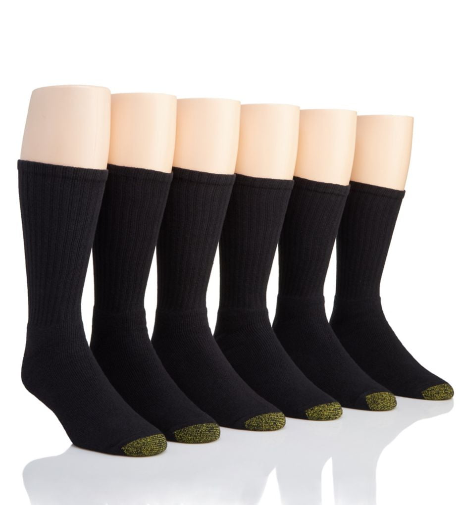 GOLDTOE Men's Gold Toe 3400S Harrington Crew Sock 6 Pack (Black O/S
