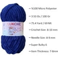 thumbnail image 2 of Velvet Chenille Yarn Super Bulky Soft Yarn - 100g (75.4 yds) - Baby Blanket Yarn for Knitting Amigurumi Fancy Yarn for Crochet Weaving Crafts - Will Not Break or Splinter (Lavander,3 Skein), 2 of 9
