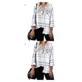 thumbnail image 3 of sweethay Camisa a cuadros de rayas de manga larga para mujer, blusa con bolsillo y cuello en V, Top de fiesta para mujer, ropa de otoño, Type1 NO1, 3 of 6