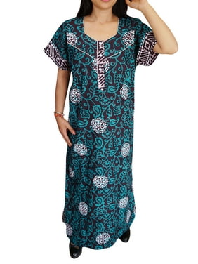 Mogul Womens Caftan Nightgown Printed Boho Maxi Housewear Sleepwear Evening Cotton Kaftan