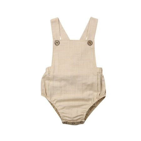 

Domingbub Newborn Baby Boy Girl Romper Button Stripe Sling Sunsuit Summer Outfit Set Clothes Yellow 3-6m