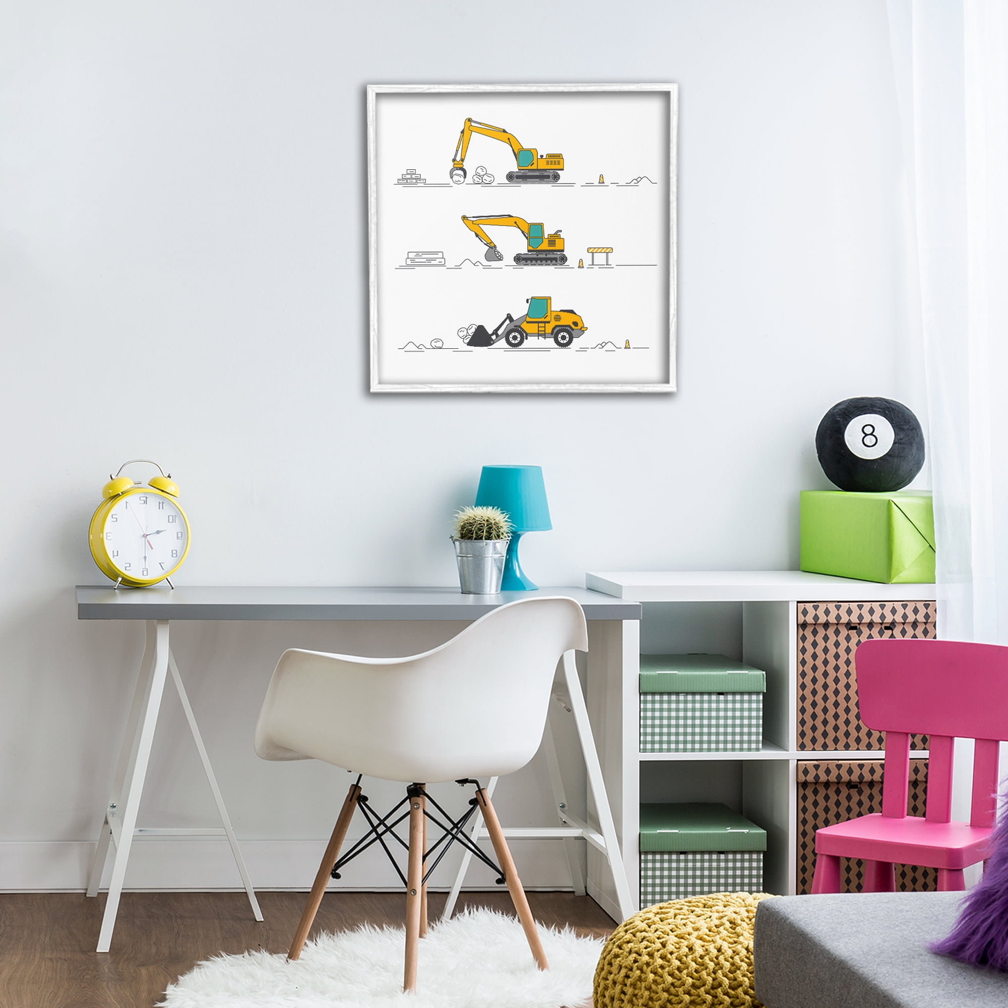 Stupell Industries Construction Digs Machine White Framed Giclee Art, design by Creative Studio