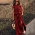 thumbnail image 1 of Robe Décontractée pour Femmes Robe d'Été pour Femmes Sans Manches Col Robes Maxi Couleur Unie Robe à Fente Vêtements pour Femmes G AG, 1 of 6