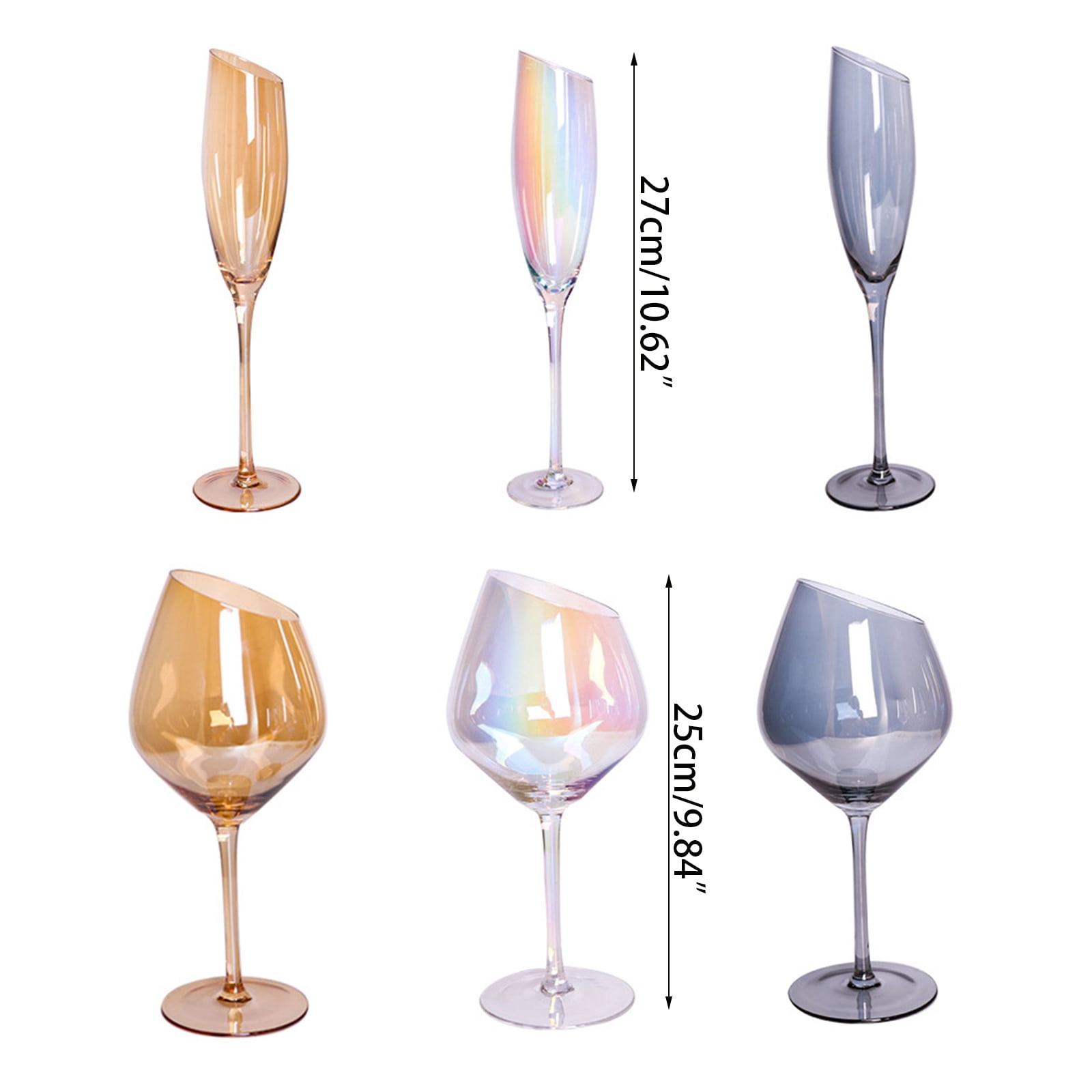 Oblique Cut Red Wine Champagne Glass Home Colorful Amber Smokey for Grey Glasses Restaurant Bar for Creative Goblet