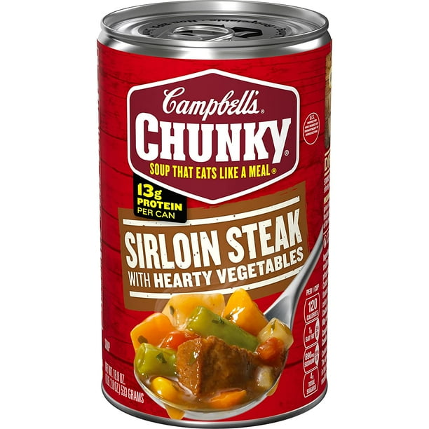 Campbell's Soup, Sirloin Steak with Hearty Vegetables, 18.8 oz, Quantity of 8