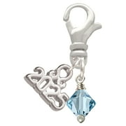 Delight Jewelry March - Hot Blue Crystal Bicone - Silver-tone Clip on Charm with Mini Year 2025