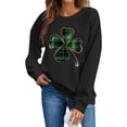 thumbnail image 6 of ClodeEU Womens Saint Patrick's Day Print Sweatshirt ，Classic Long Sleeve Crewneck Pullover Black,Womens Plus L, 6 of 6