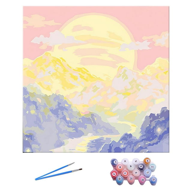 DIY Digital Oil Painting By Numbers Landscape Painting Canvas with Frame Kid