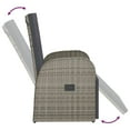 thumbnail image 3 of vidaXL Reclining Garden Chair with Cushion Poly Rattan Grey, 3 of 4