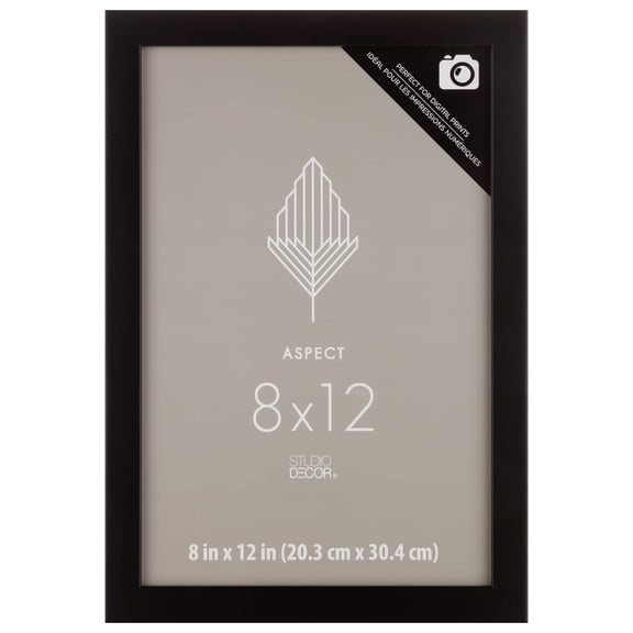 Studio Decor 8" x 12" Black Aspect Narrow Frame - Includes Pre-attached Hanging Hardware, Horizontal or Vertical Display - 1 Pack