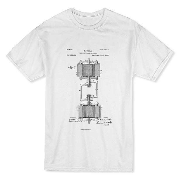 T-shirt Blanc pour Homme Tesla Motor Patent