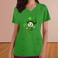 thumbnail image 2 of lcziwo 2025 Scrub Tops for Women St. Patrick's Day Stretchy Scrubs Summer Casual V Neck Shrits Holiday Short Sleeve Work Top with Pockets Green S Weekly Prime, 2 of 5