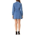 thumbnail image 3 of Vestido de mezclilla para mujer, con botones, cuello tipo polo, escote en V, manga larga, corte A, vestido de algodón de mezclilla, talla XS, azul claro, 3 of 7