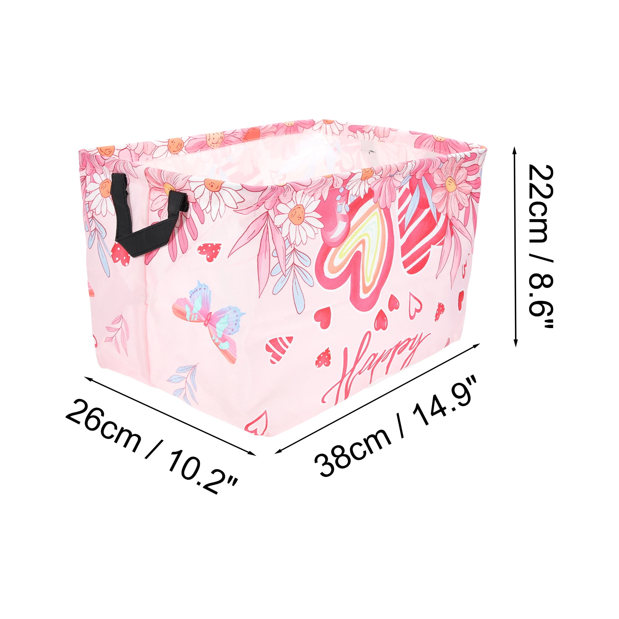 Unique Bargains Letter Print Storage Basket with Handles 14.9x10.2x8.6 Colorful 1 Pc