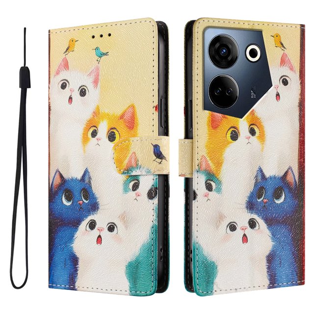 FOXDOCK Funda Tipo Cartera para Tecno Camon 20 con Soporte y Correa – Diseño de Patrones Lindos