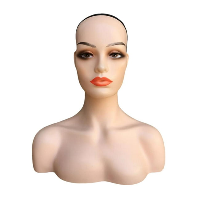 Cabeza de maniquí femenina realista, soporte para peluca, peluca multifuncional europea americana Estilo D