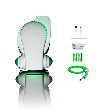 Eco Fan Not Spinning Rechargeable Fan / Baby Stroller Fan / Desk Fan / Travel Fan Cool On The Go USB Personal Fan with LED Lights - Includes USB AC Wall Charger / 4 Rechargeable Batteries - ECO Fiendly Mini Portable Fan w ()