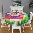 thumbnail image 2 of Colorful Tie Dye Pattern Round Tablecloth 60"x60",Wrinkle Wipeable Table Cloth for Kitchen Dining Room Picnic Patio Party, 2 of 6