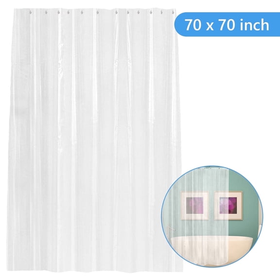 Hengbo Clear Shower Curtain 70 x 70 inch Plastic Shower Liner Waterproof Fabric for Bathroom