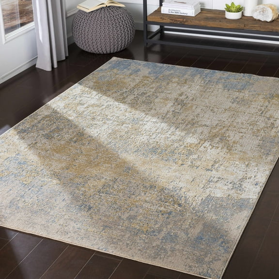 Hauteloom Watersmeet Living Room, Bedroom Area Rug - Contemporary - Light Blue, Medium Brown, Tan - 7'10" x 10'2"