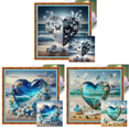 thumbnail image 1 of Hilo Algodón Ecológico Bordado Punto Cruz Con Corazón Playa Impreso 11CT 50x50cm, 1 of 8