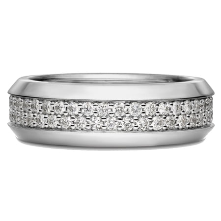 SFTING Mens Wedding Band 925 Sterling Silver Rings for Men Two Row Round 5A Cubic Zirconia Promise Rings for Him