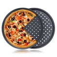 thumbnail image 1 of Paquete de 2 sartenes para pizza de acero al carbono, perforadas, antiadherentes, 31 cm, 1 of 9