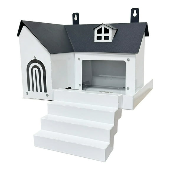 Btomtd House Shape Metal Bird Feeder, Outdoor Patio and Garden Decor Bird Feeder, All Season Hanging Bird Feeders for Outdoors Use, Multicolor